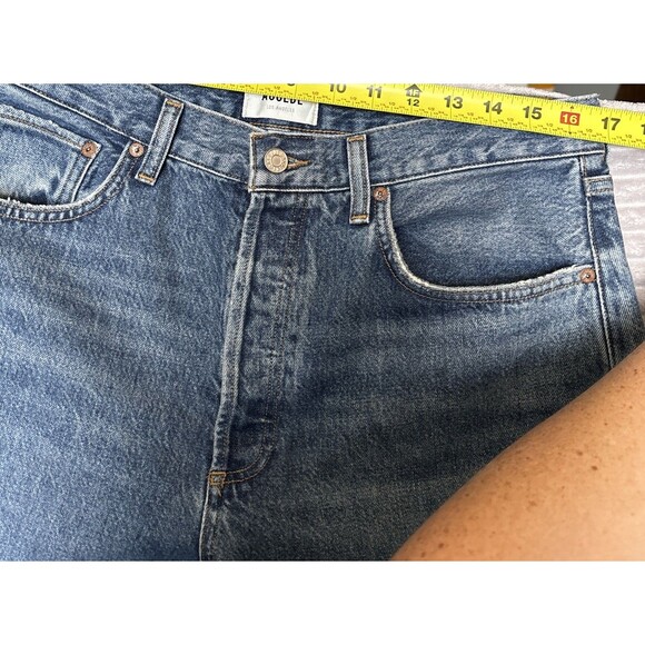 Womens Agolde Kelly Blue Denim High-rise Straight Leg jeans, size 30 Button Fly - Picture 2 of 16